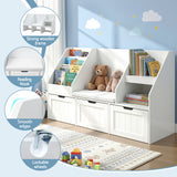Kid's Bookcases & Shelves: Keezi Kids Bookshelf Storage Organiser Toy Box Drawer Bench Seat Cabinet White