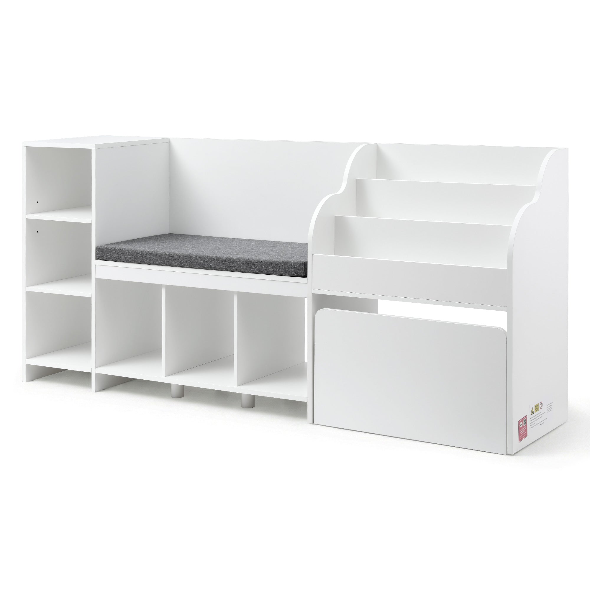 Kid's Bookcases & Shelves: Keezi Kids Storage Unit Bookshelf Toy Box Organiser Bench Seat Cabinet 170cm White