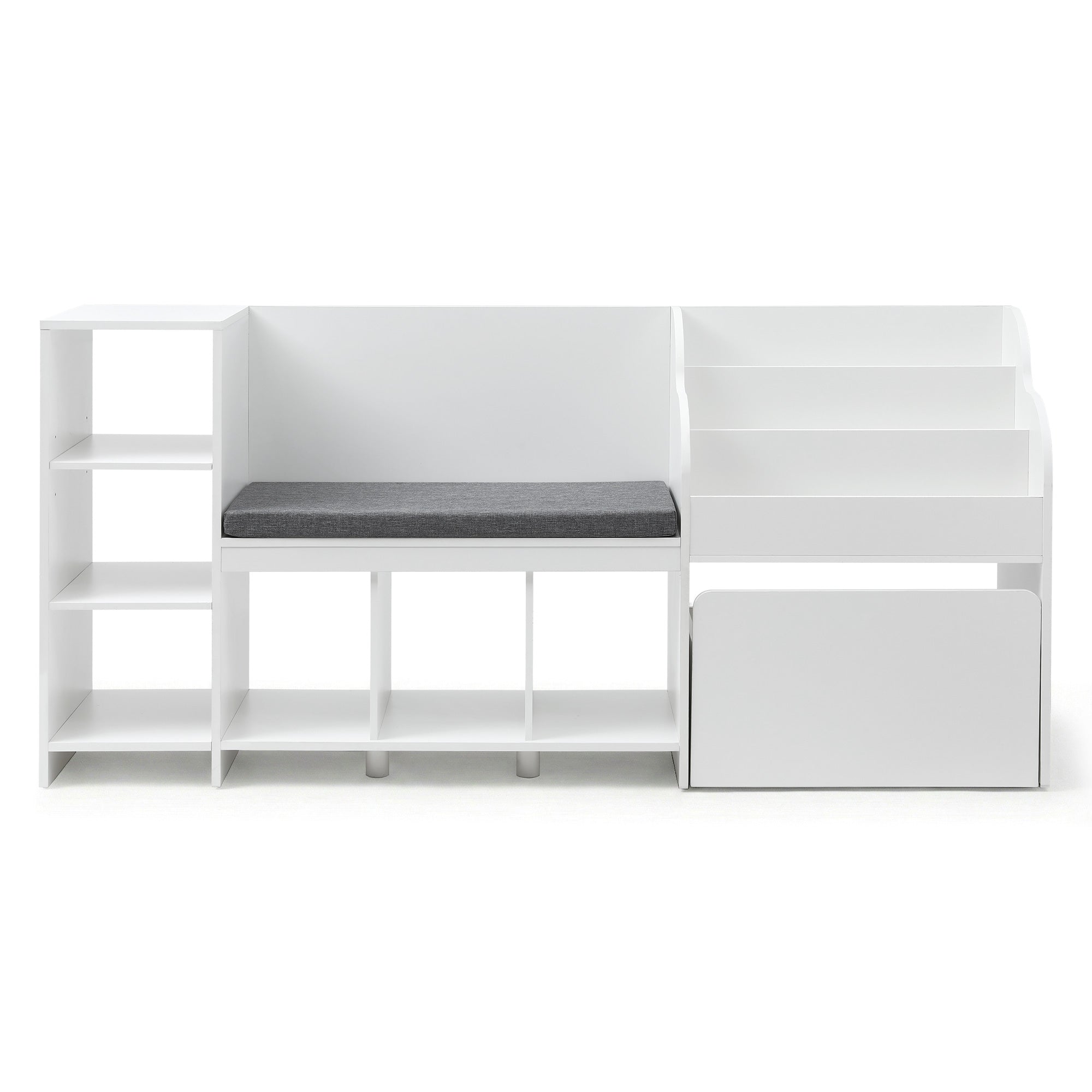 Kid's Bookcases & Shelves: Keezi Kids Storage Unit Bookshelf Toy Box Organiser Bench Seat Cabinet 170cm White