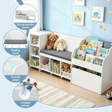 Kid's Bookcases & Shelves: Keezi Kids Storage Unit Bookshelf Toy Box Organiser Bench Seat Cabinet 170cm White