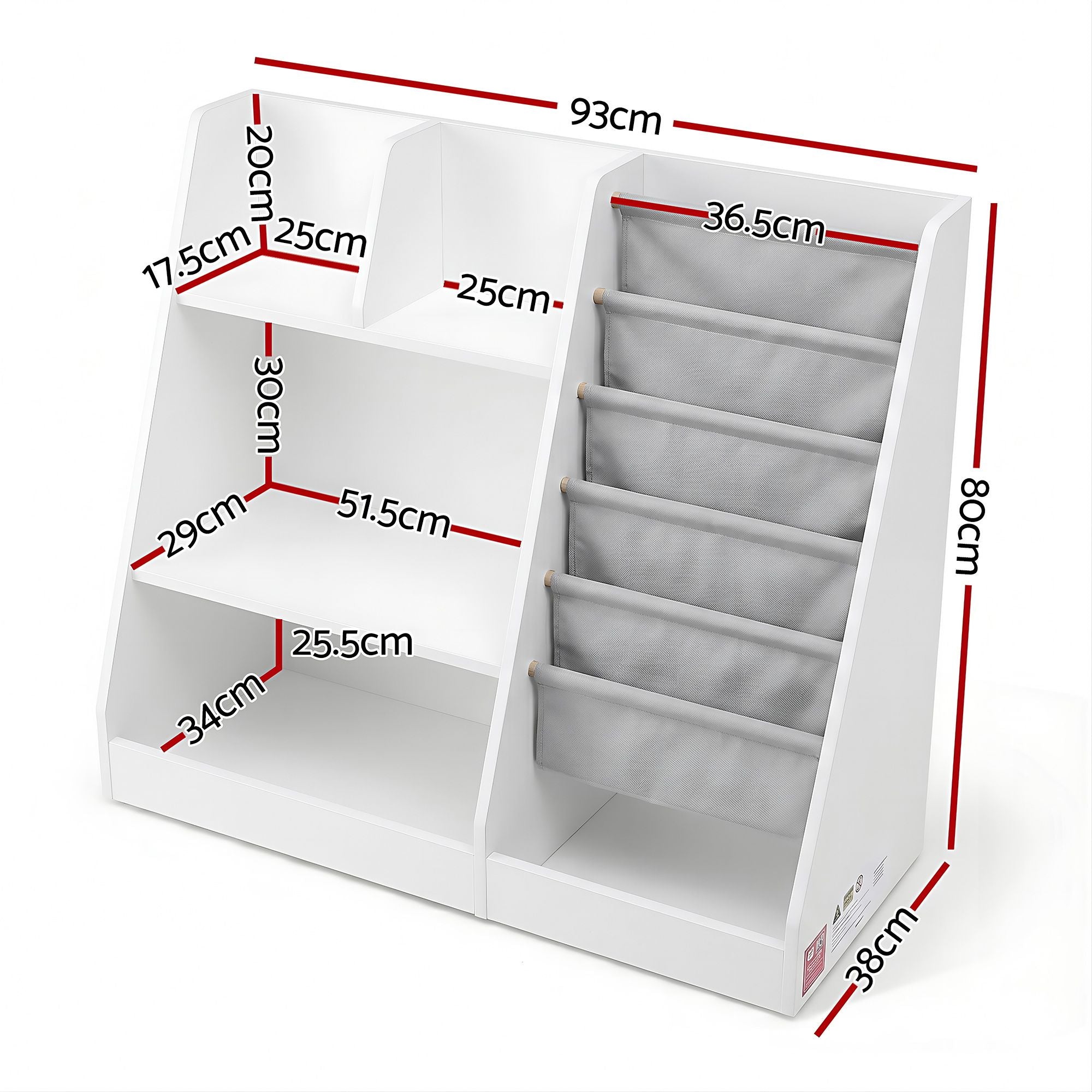 Keezi Kids Bookshelf Wood Bookcase Toddler Toys Storage Rack Display Shelves