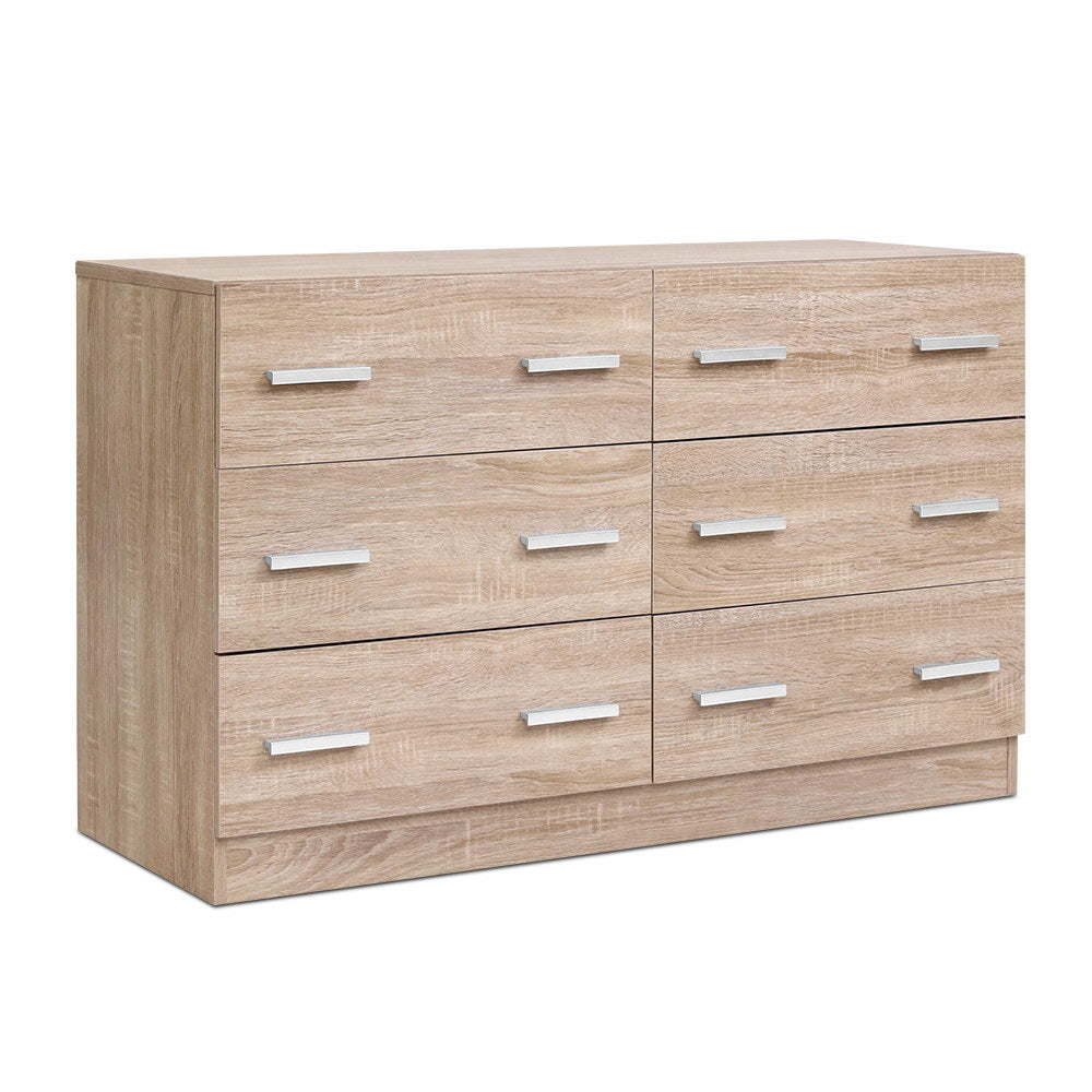 Dressers: Artiss 6 Chest of Drawers - VEDA Pine