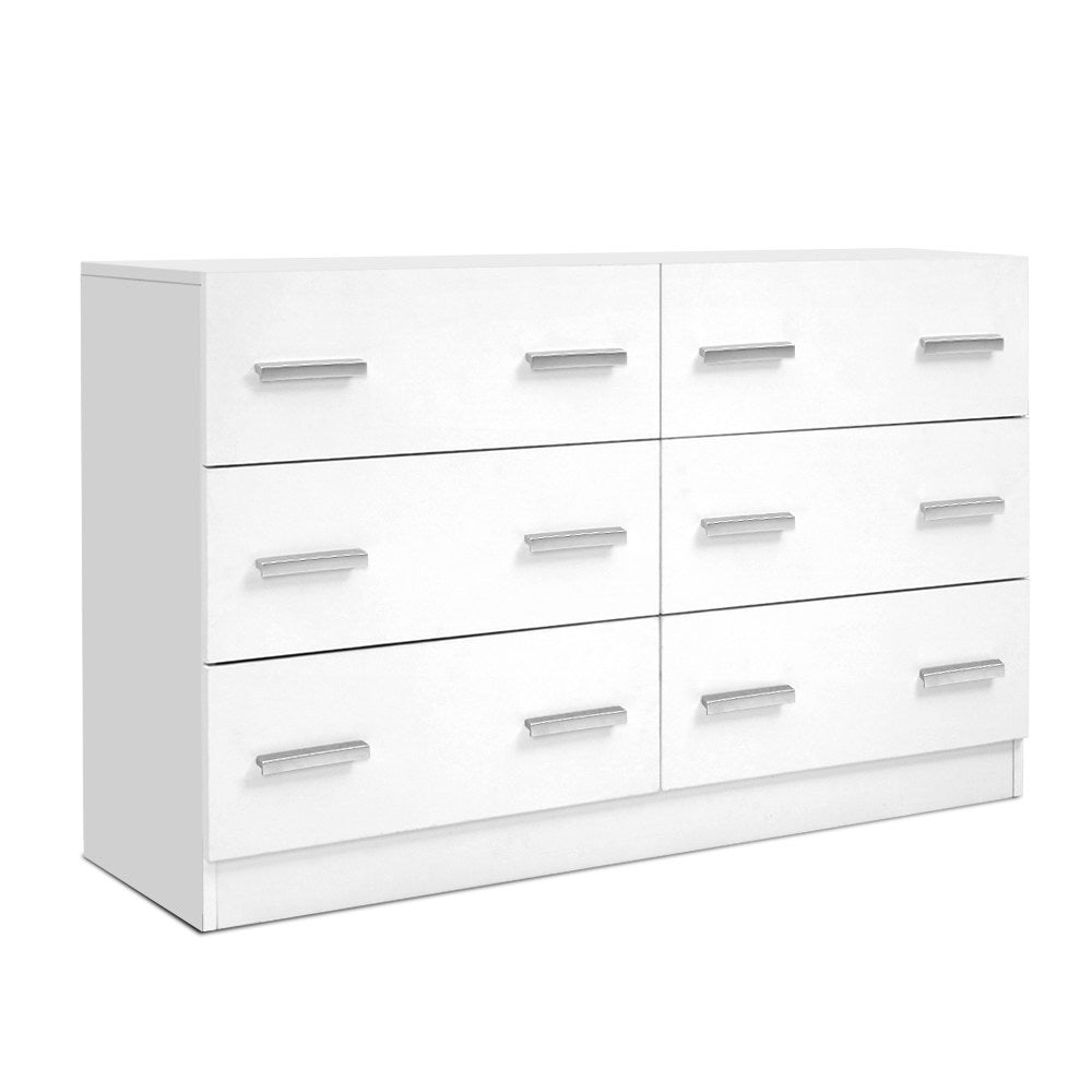 Dressers: Artiss 6 Chest of Drawers - VEDA White