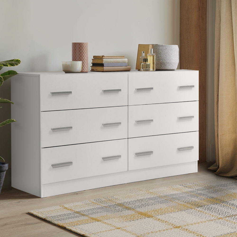 Dressers: Artiss 6 Chest of Drawers - VEDA White