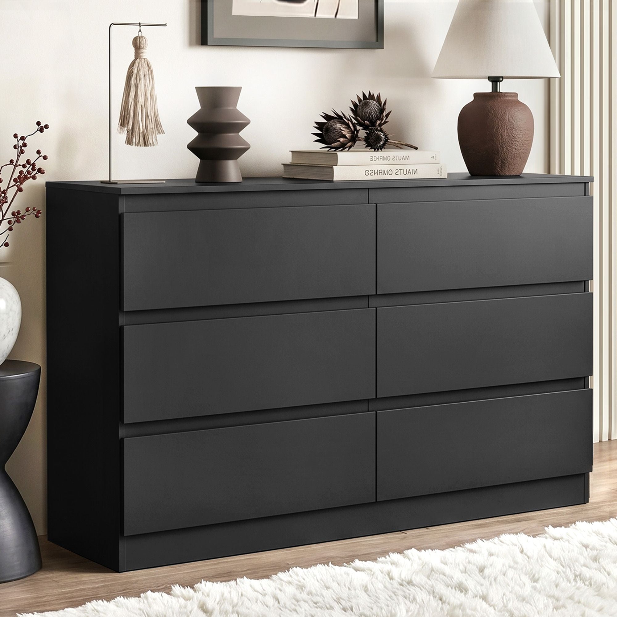 Artiss 6 Chest of Drawers Lowboy Black