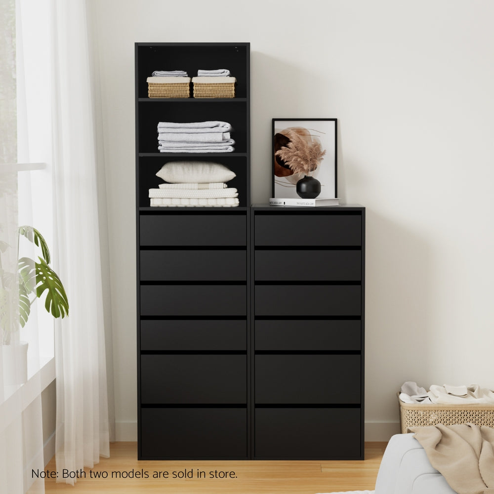 Dressers: Artiss 6 Chest of Drawers Dresser Tallboy Black
