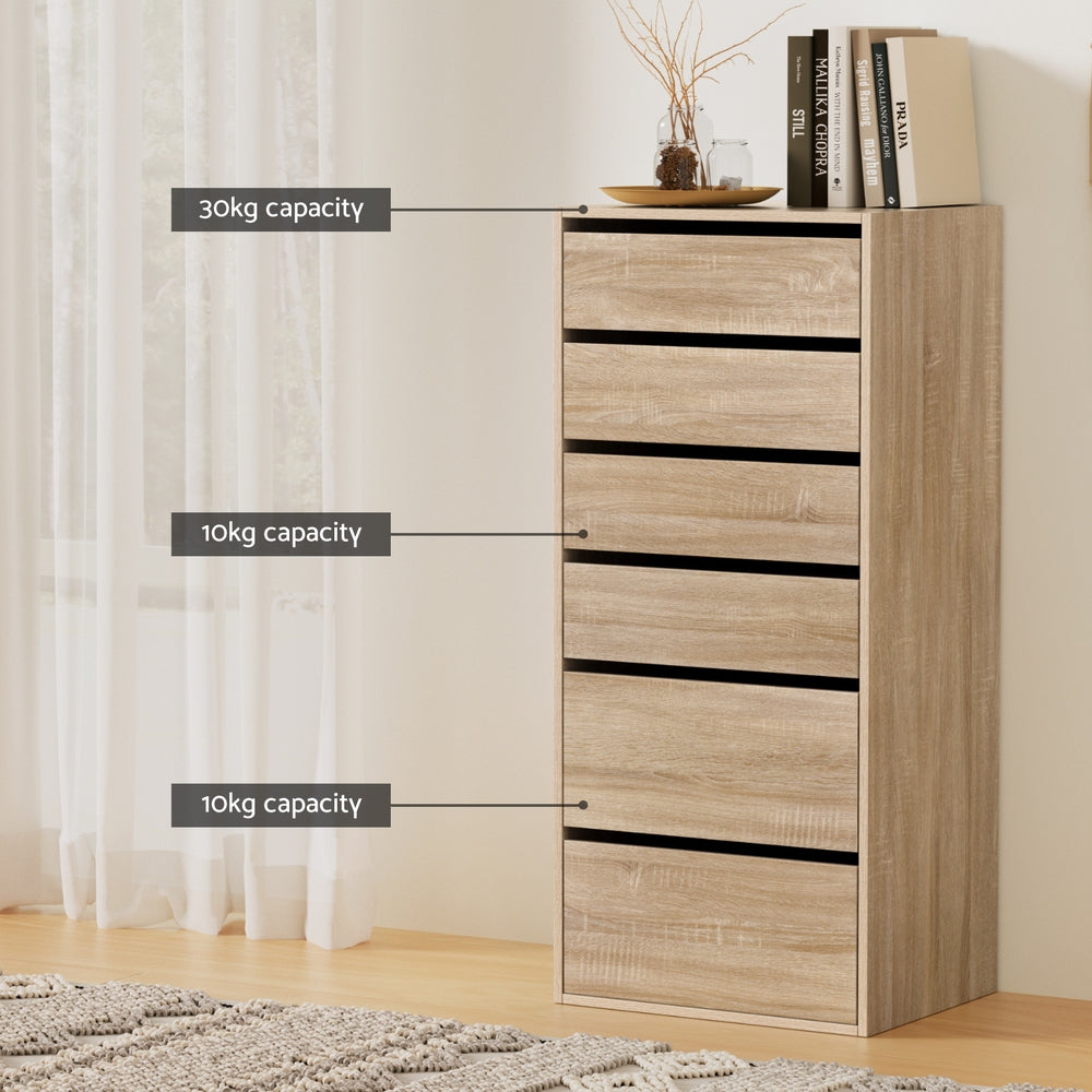 Dressers: Artiss 6 Chest of Drawers Dresser Tallboy Pine