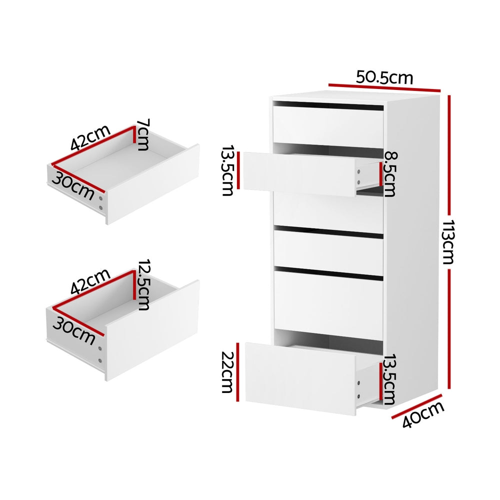 Dressers: Artiss 6 Chest of Drawers Dresser Tallboy White
