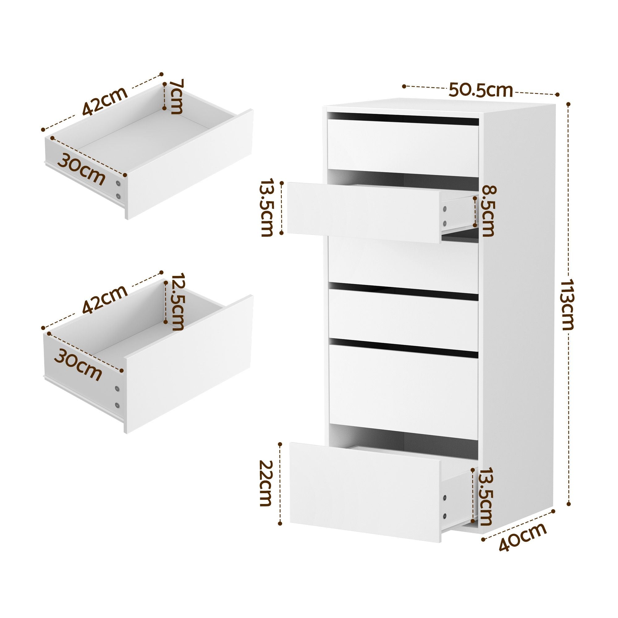 Artiss 2x Chest of 6 Drawers Dresser Tallboy White