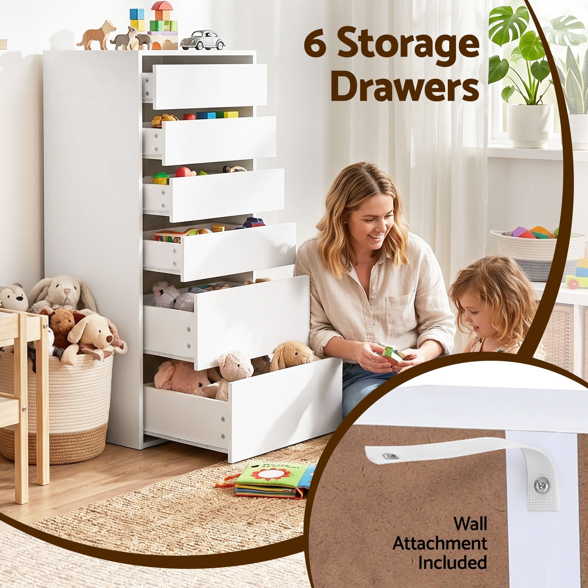 Artiss 2x Chest of 6 Drawers Dresser Tallboy White