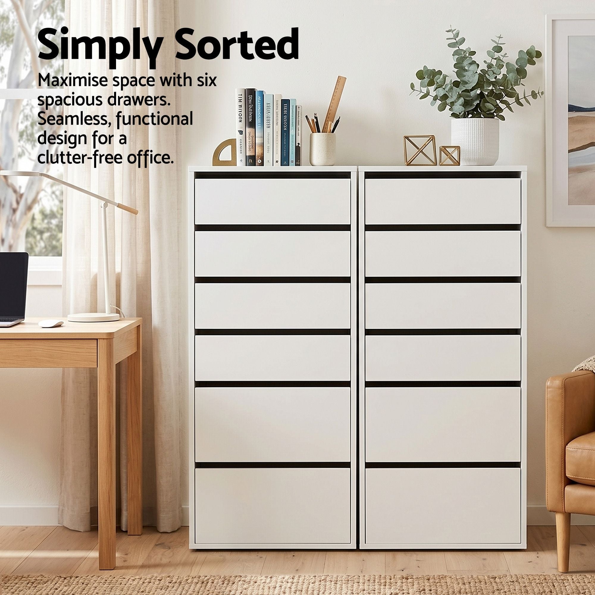 Artiss 2x Chest of 6 Drawers Dresser Tallboy White