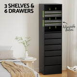 Dressers: Artiss 6 Chest of Drawers Tallboy Cabinet Black