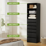 Dressers: Artiss 6 Chest of Drawers Tallboy Cabinet Black