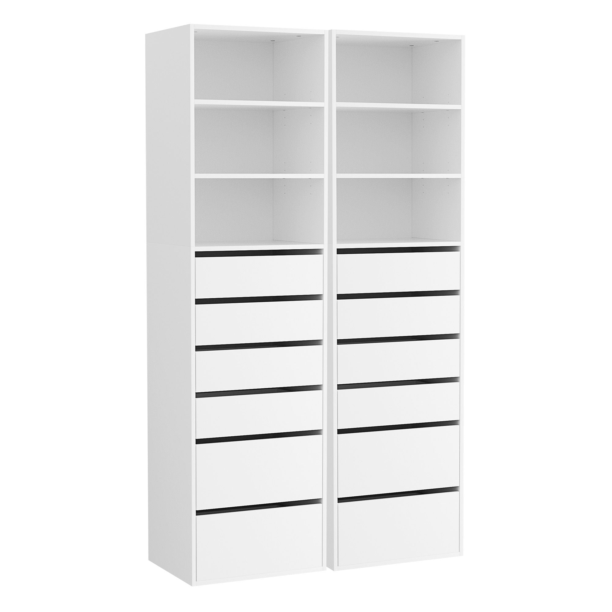 Artiss 2x Chest of 6 Drawers Tallboy Cabinet Adjustable Shelf White