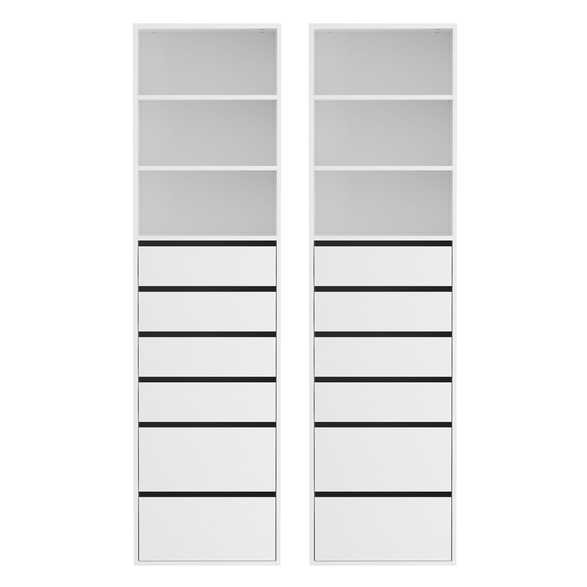 Artiss 2x Chest of 6 Drawers Tallboy Cabinet Adjustable Shelf White