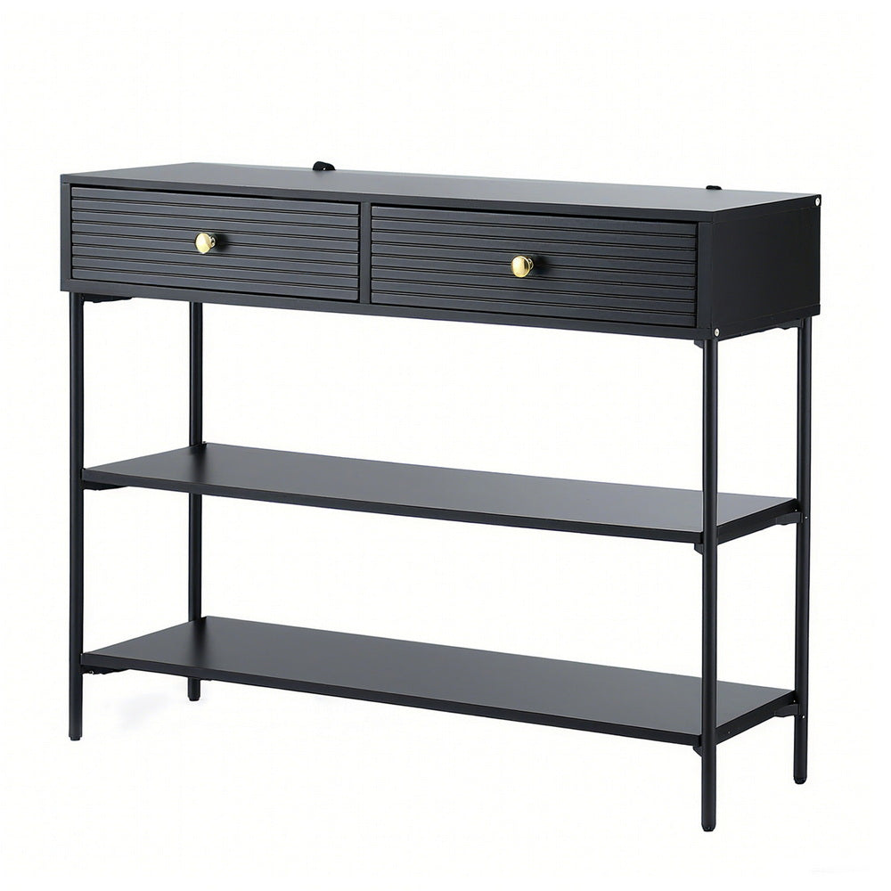 Side Tables: Artiss Console Table 3-Tier Black