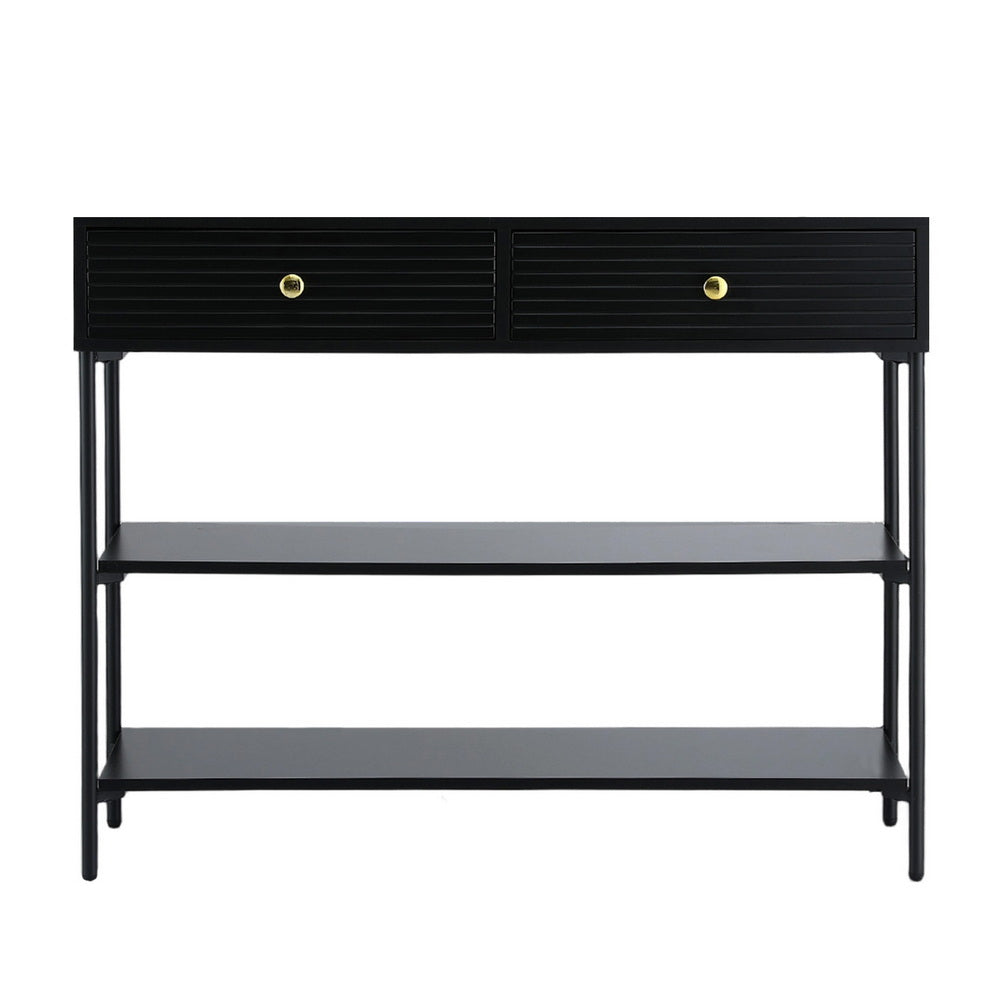 Side Tables: Artiss Console Table 3-Tier Black