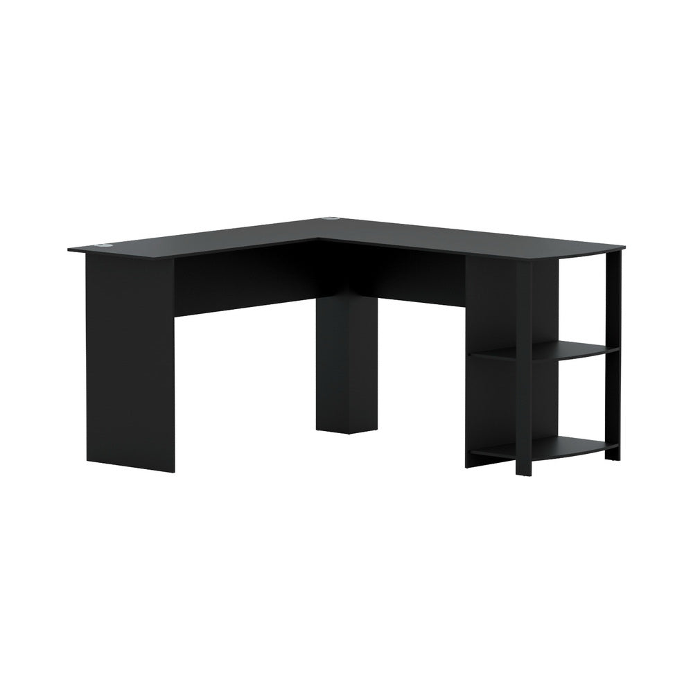Desks: Artiss Computer Desk Shelf L-Shape Black 136CM