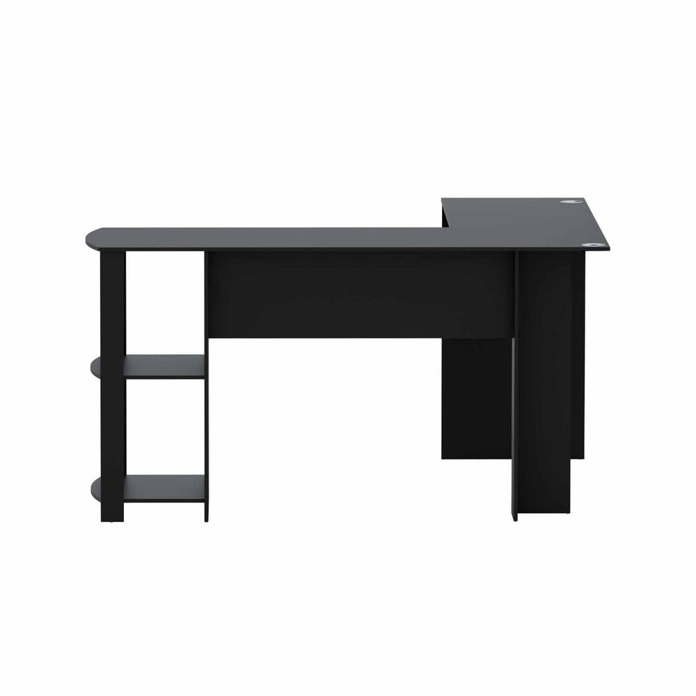 Desks: Artiss Computer Desk Shelf L-Shape Black 136CM