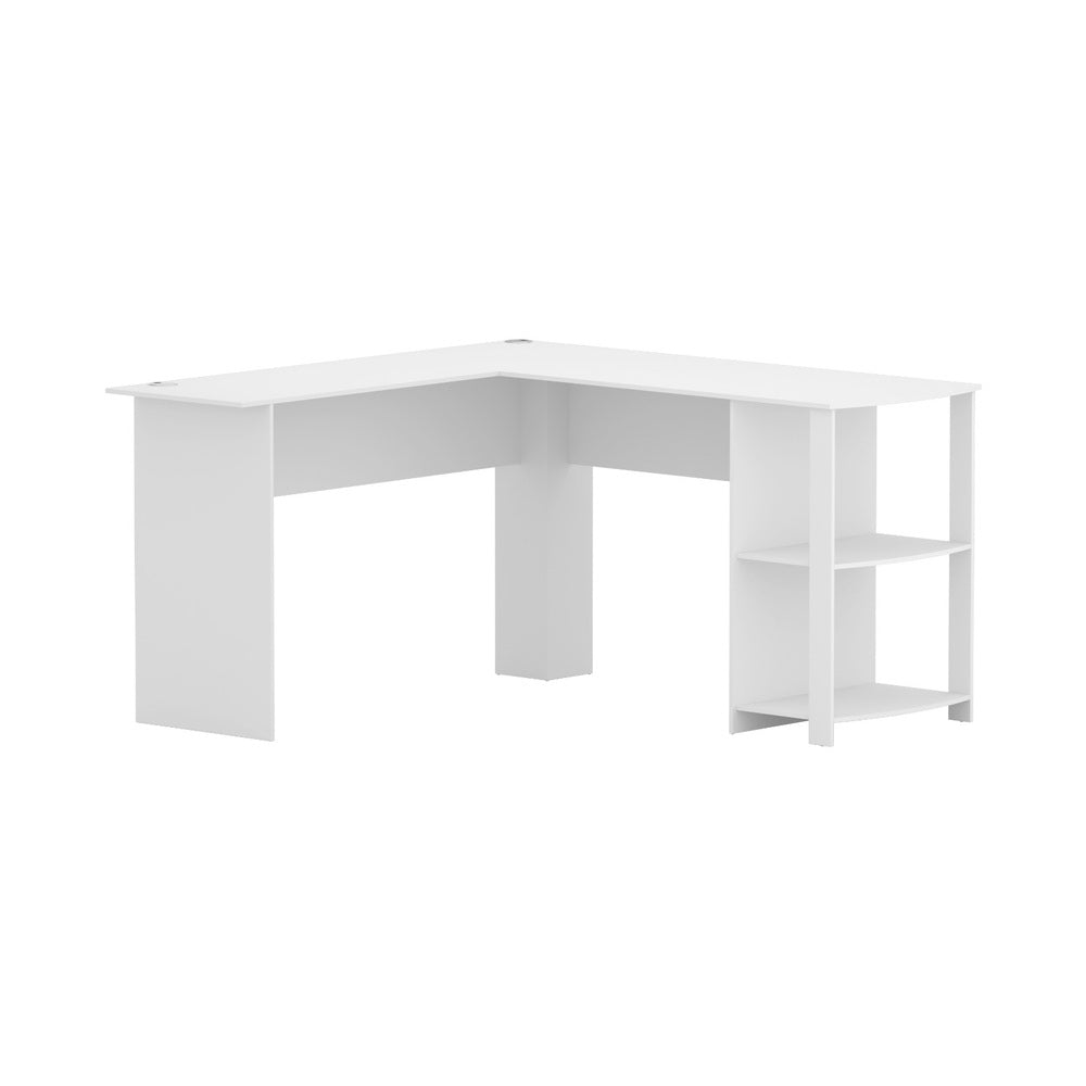 Desks: Artiss Computer Desk Shelf L-Shape White 136CM