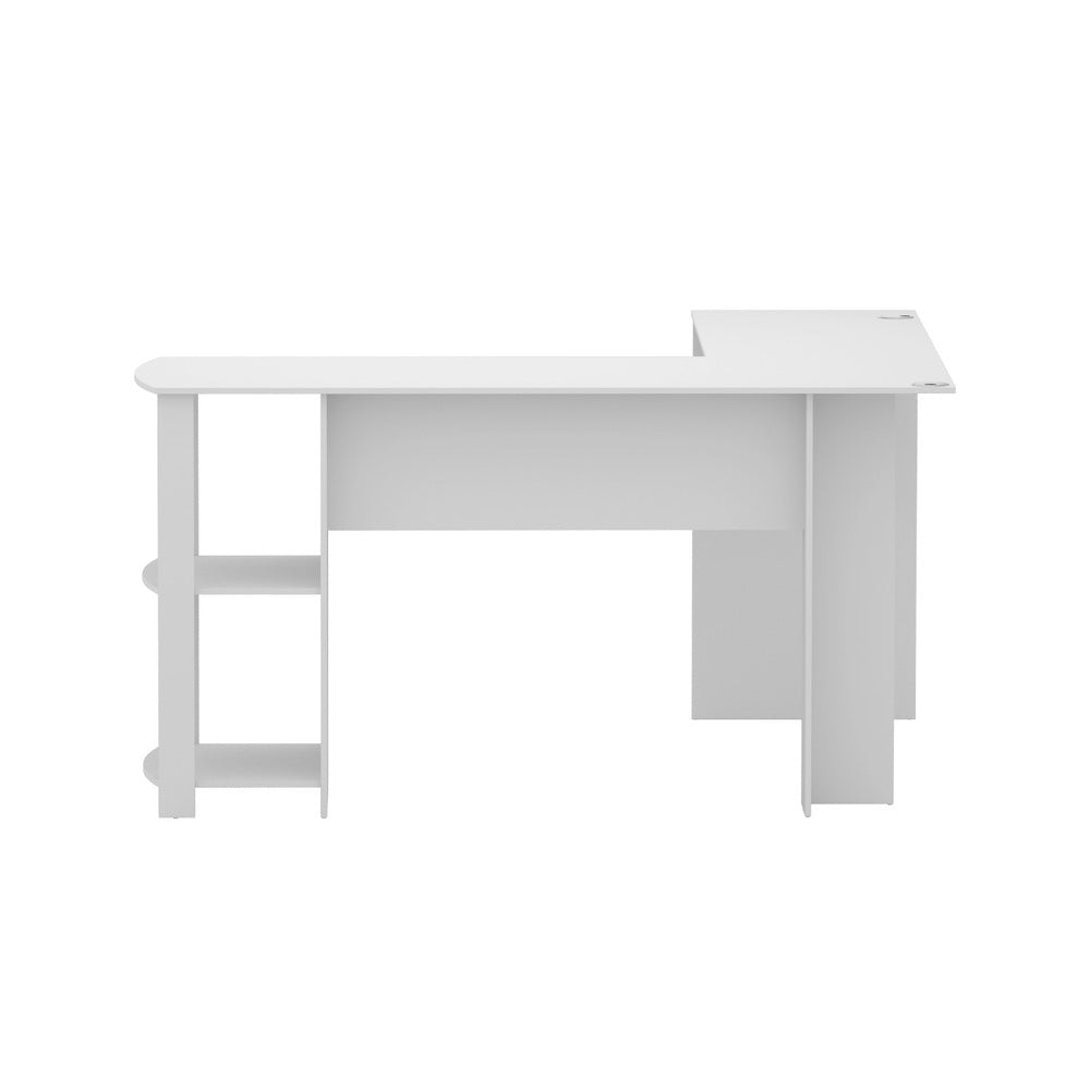 Desks: Artiss Computer Desk Shelf L-Shape White 136CM