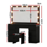 Dressing Vanity & Dressing Tables: Artiss Dressing Table Vanity Desk Set Stool 12 Led Bulbs Black