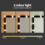 Dressing Vanity & Dressing Tables: Artiss Dressing Table Vanity Desk Set Stool 12 Led Bulbs Black