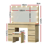 Dressing Vanity & Dressing Tables: Artiss Dressing Table Vanity Desk Set Stool 12 Led Bulbs Wood