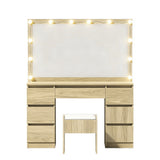 Dressing Vanity & Dressing Tables: Artiss Dressing Table Vanity Desk Set Stool 12 Led Bulbs Wood