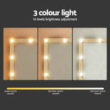 Dressing Vanity & Dressing Tables: Artiss Dressing Table Vanity Desk Set Stool 12 Led Bulbs Wood