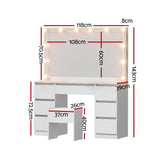 Artiss Dressing Table Vanity Desk Set Stool 12 Led Bulbs White