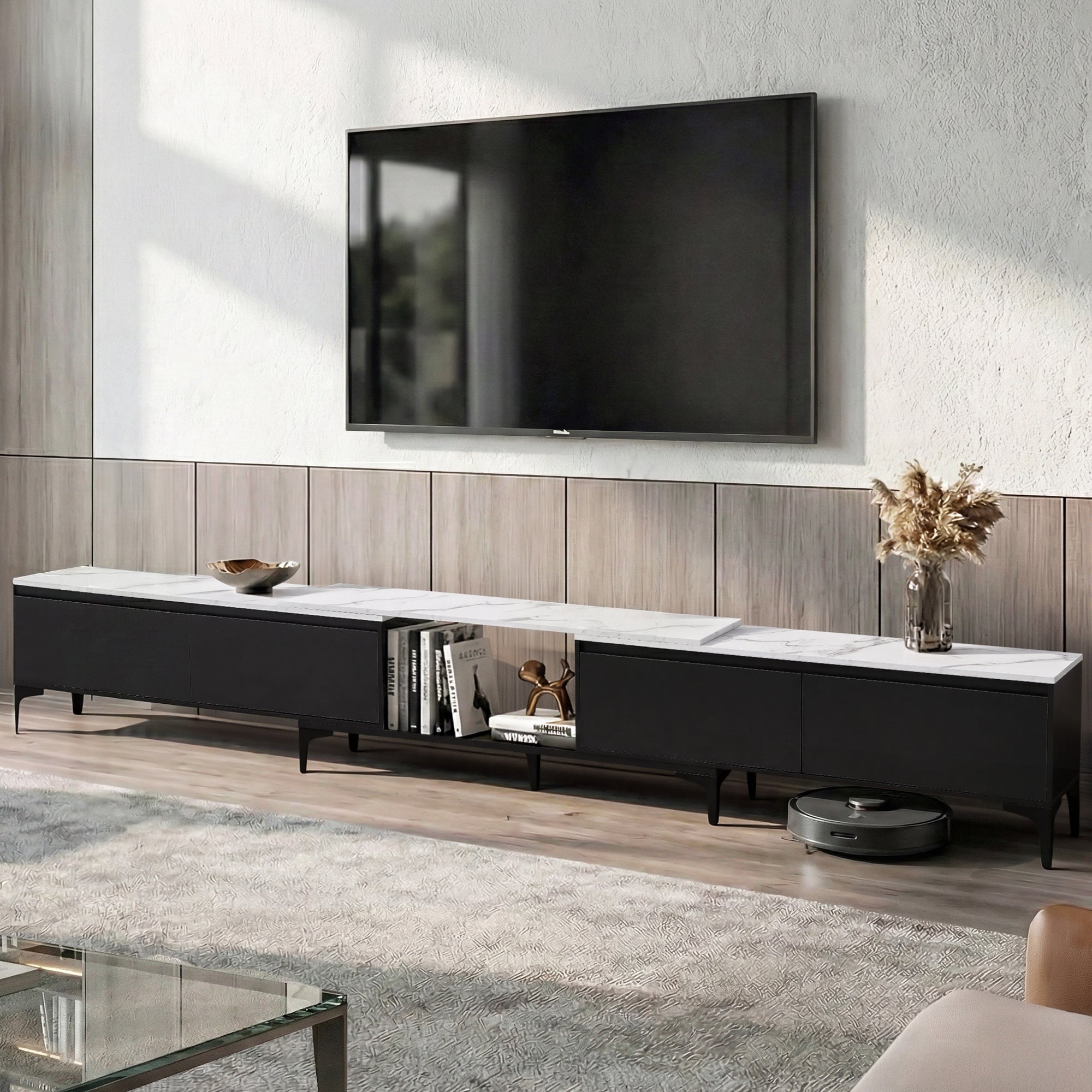 TV Units: Artiss TV Cabinet Entertainment Unit Stand Extendable Black