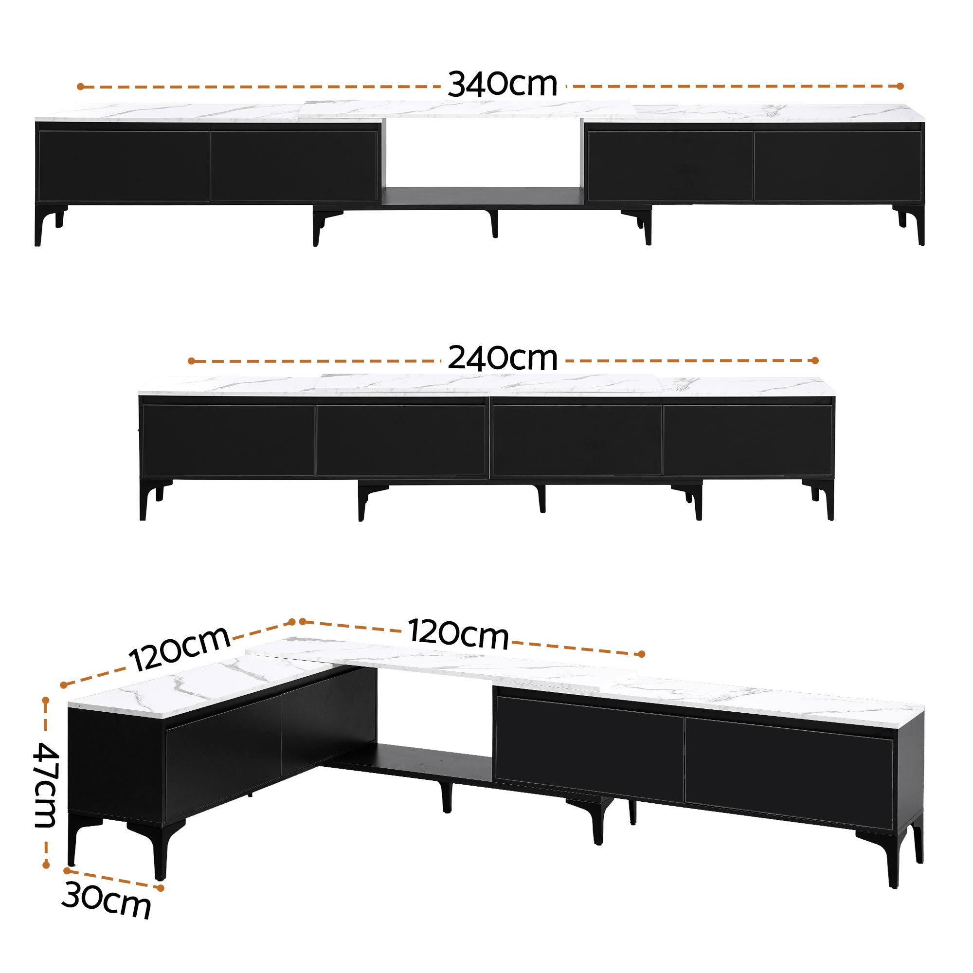 TV Units: Artiss TV Cabinet Entertainment Unit Stand Extendable Black