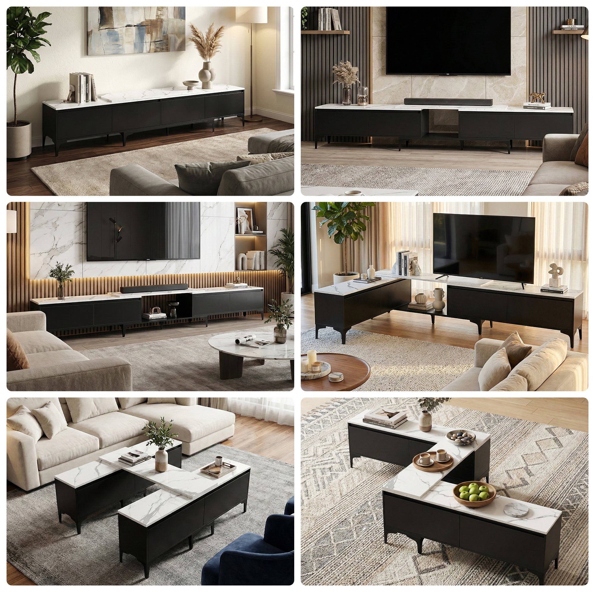TV Units: Artiss TV Cabinet Entertainment Unit Stand Extendable Black