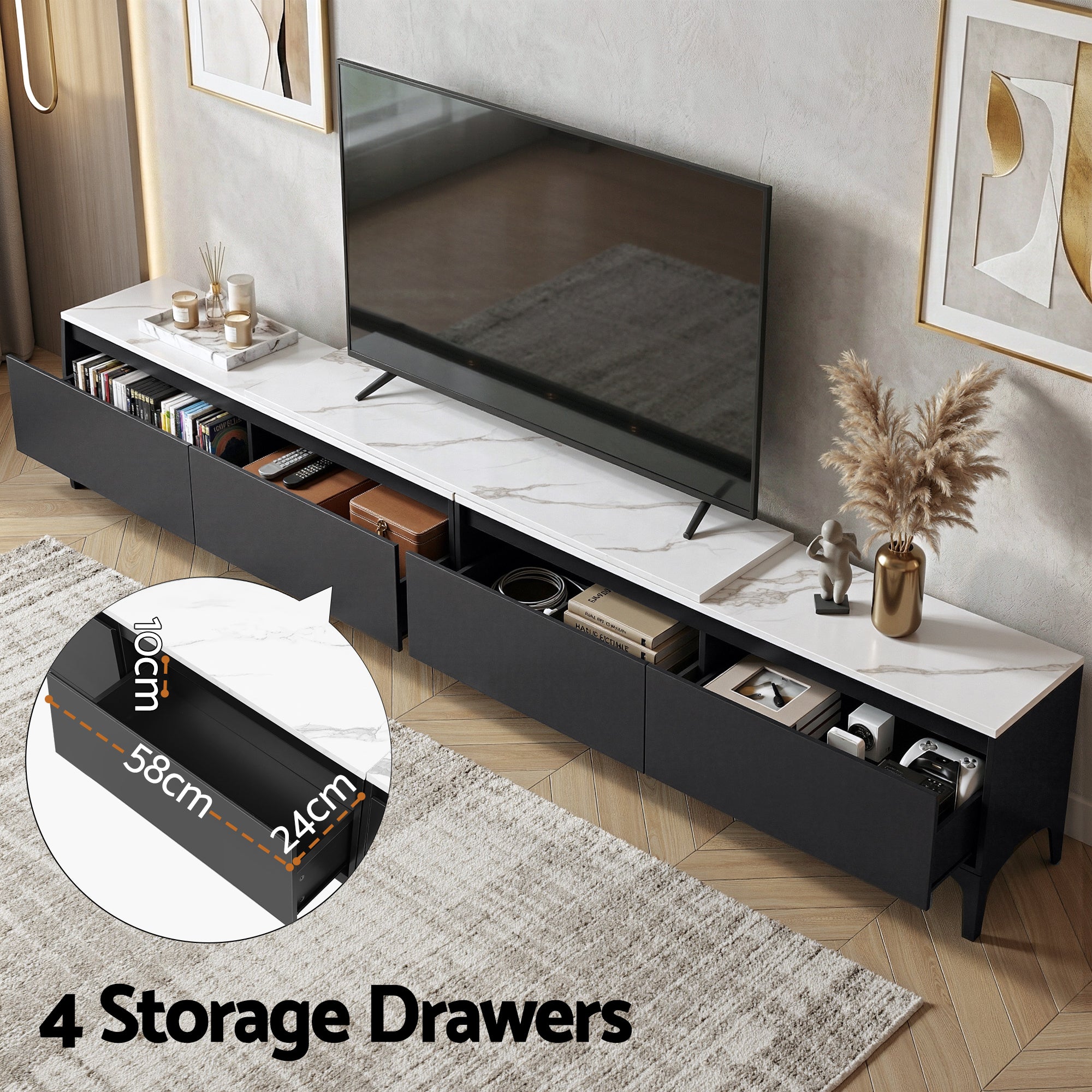 TV Units: Artiss TV Cabinet Entertainment Unit Stand Extendable Black