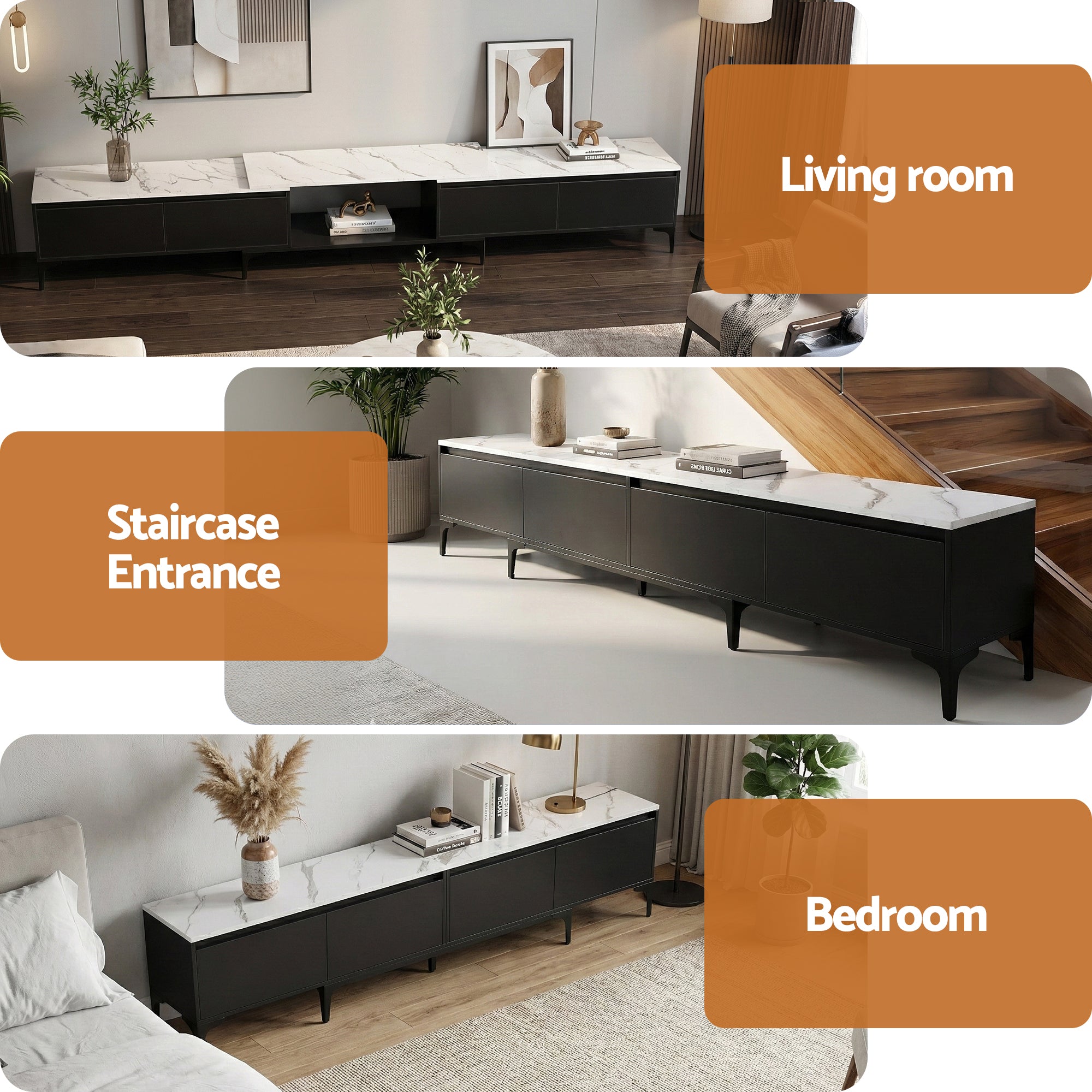TV Units: Artiss TV Cabinet Entertainment Unit Stand Extendable Black