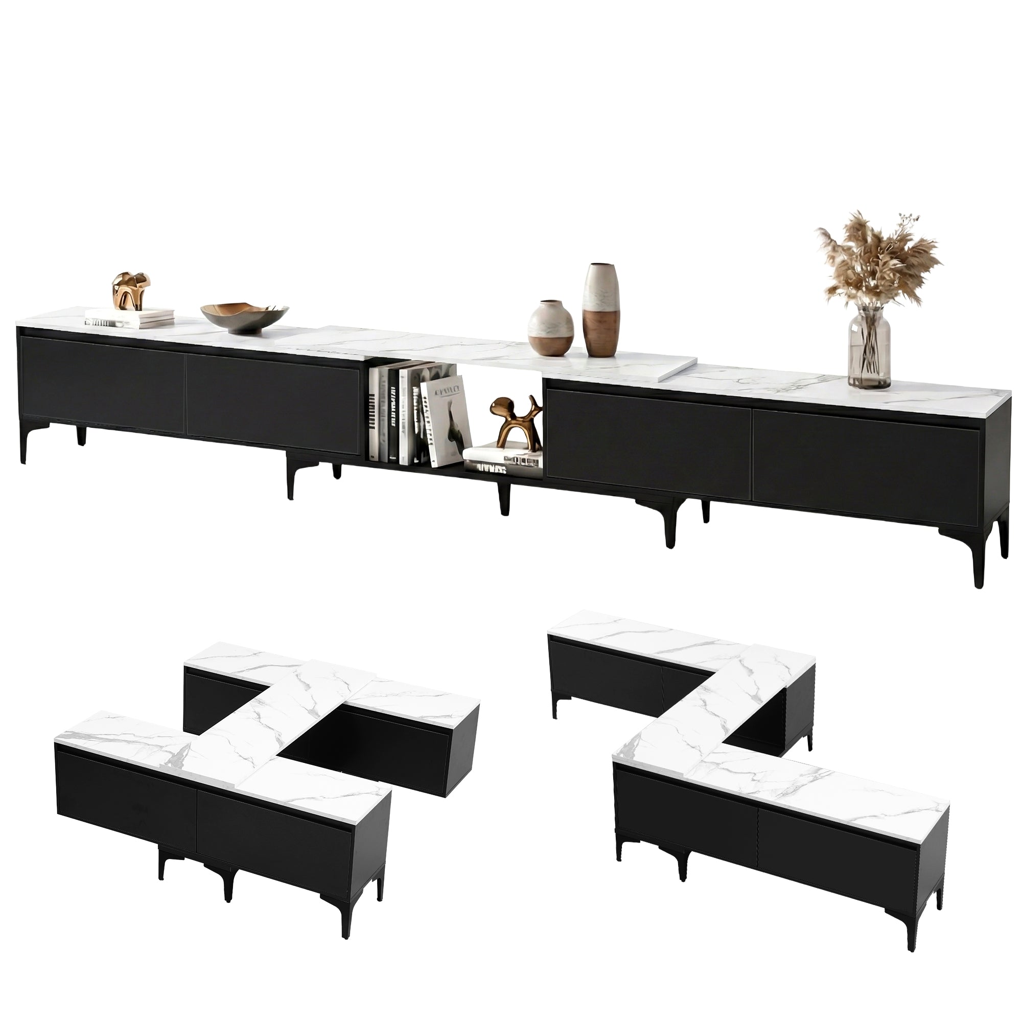 TV Units: Artiss TV Cabinet Entertainment Unit Stand Extendable Black