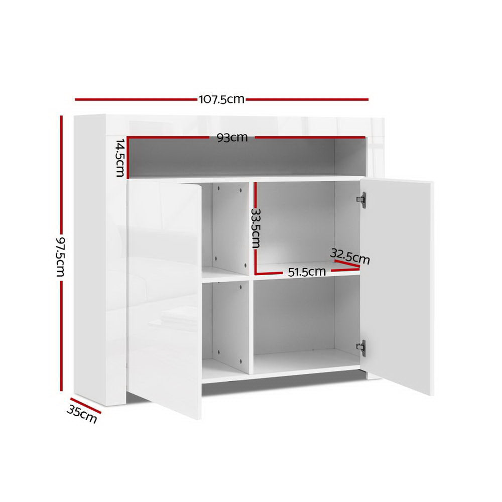 Buffets & Sideboards: Artiss Buffet Sideboard LED - ARNO White