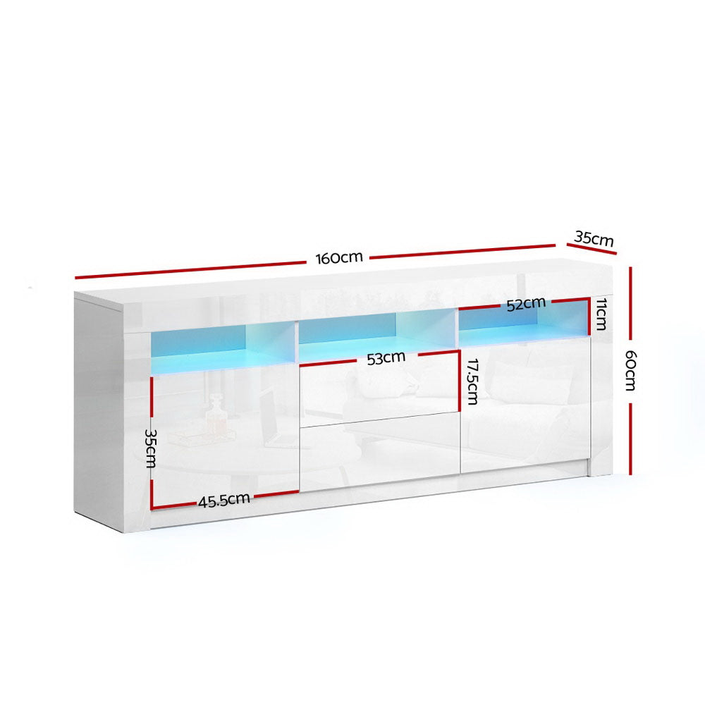 TV Units: Artiss Entertainment Unit TV Cabinet LED 160cm White Anna