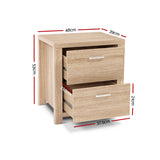 Bedside Tables: Artiss Bedside Table 2 Drawers - MAXI Pine