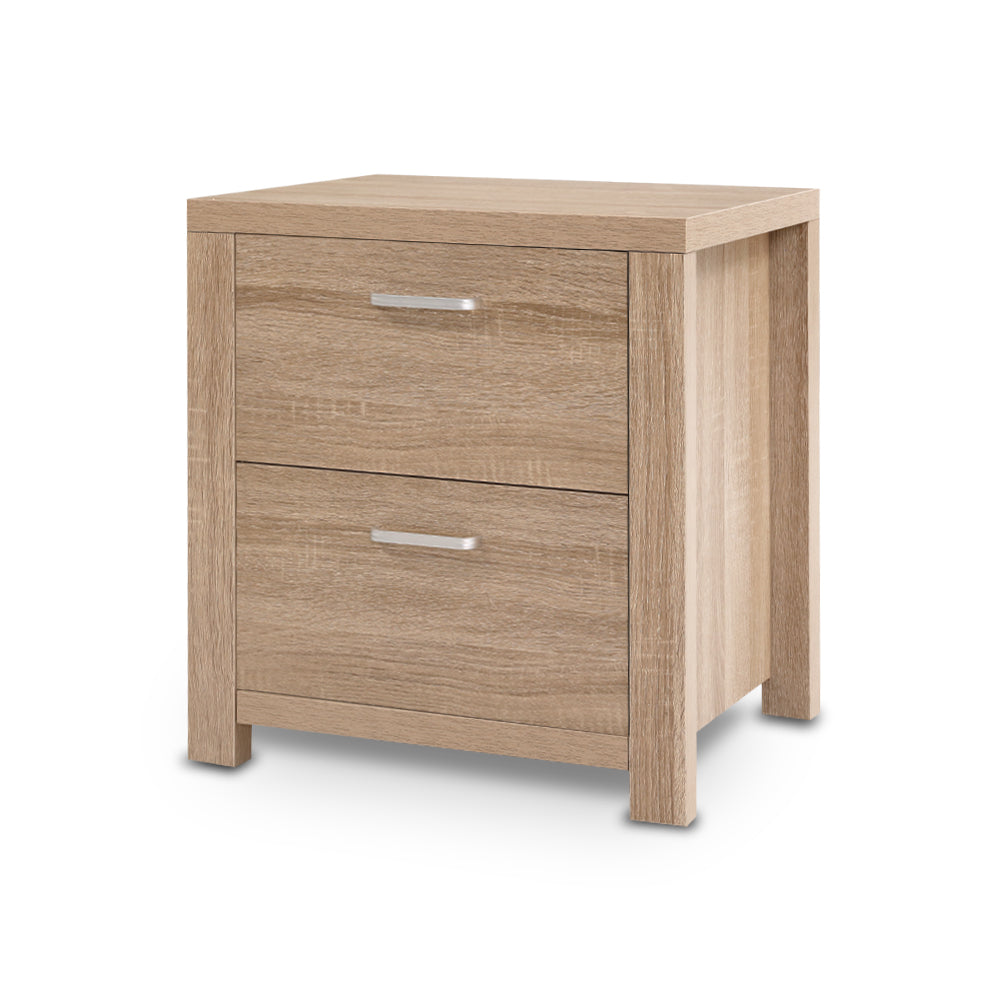 Bedside Tables: Artiss Bedside Table 2 Drawers - MAXI Pine
