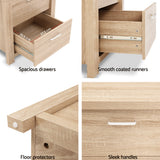 Bedside Tables: Artiss Bedside Table 2 Drawers - MAXI Pine