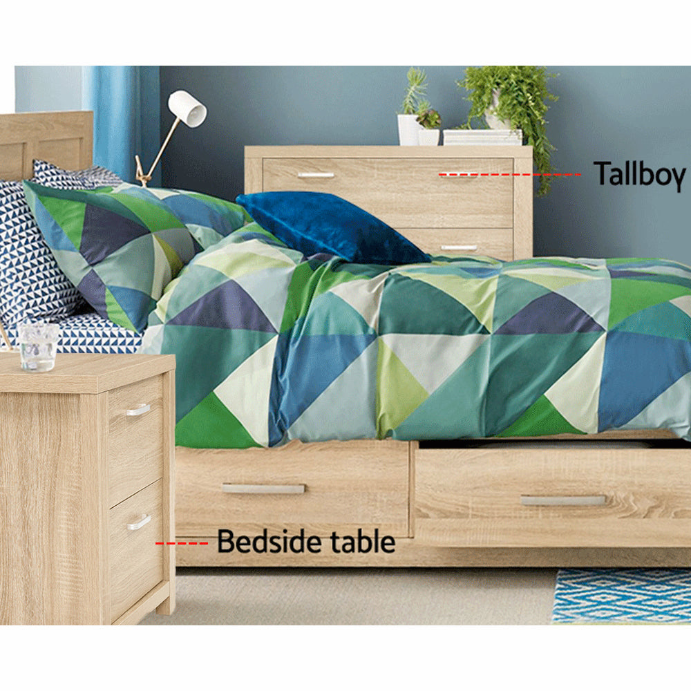 Bedside Tables: Artiss Bedside Table 2 Drawers - MAXI Pine