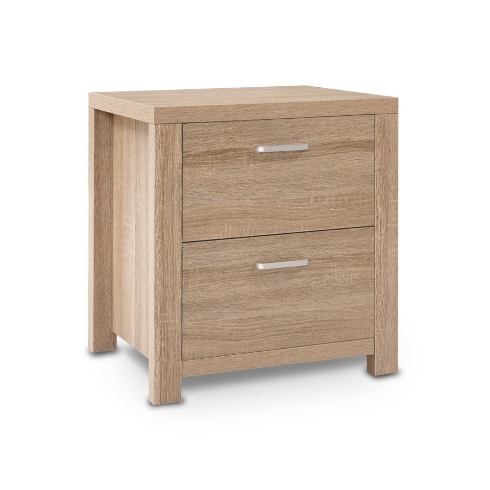 Bedside Tables: Artiss Bedside Table 2 Drawers - MAXI Pine