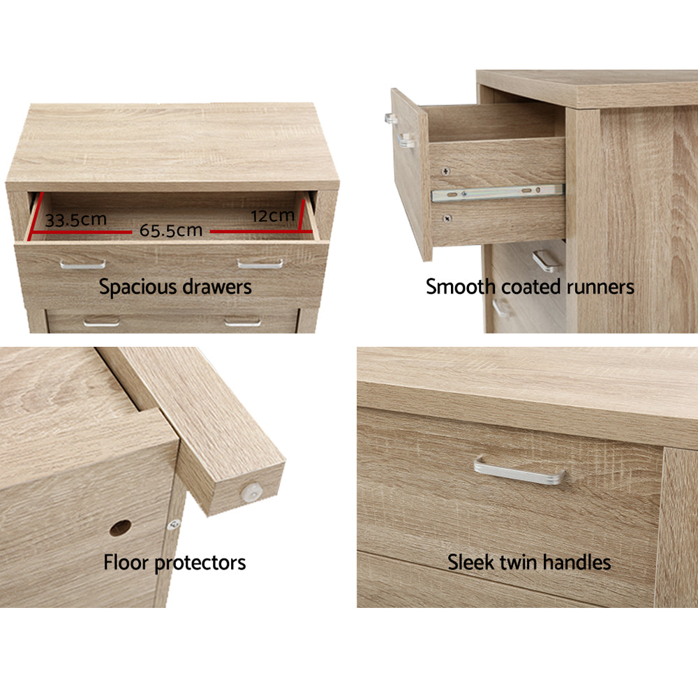 Dressers: Artiss 5 Chest of Drawers - MAXI Pine