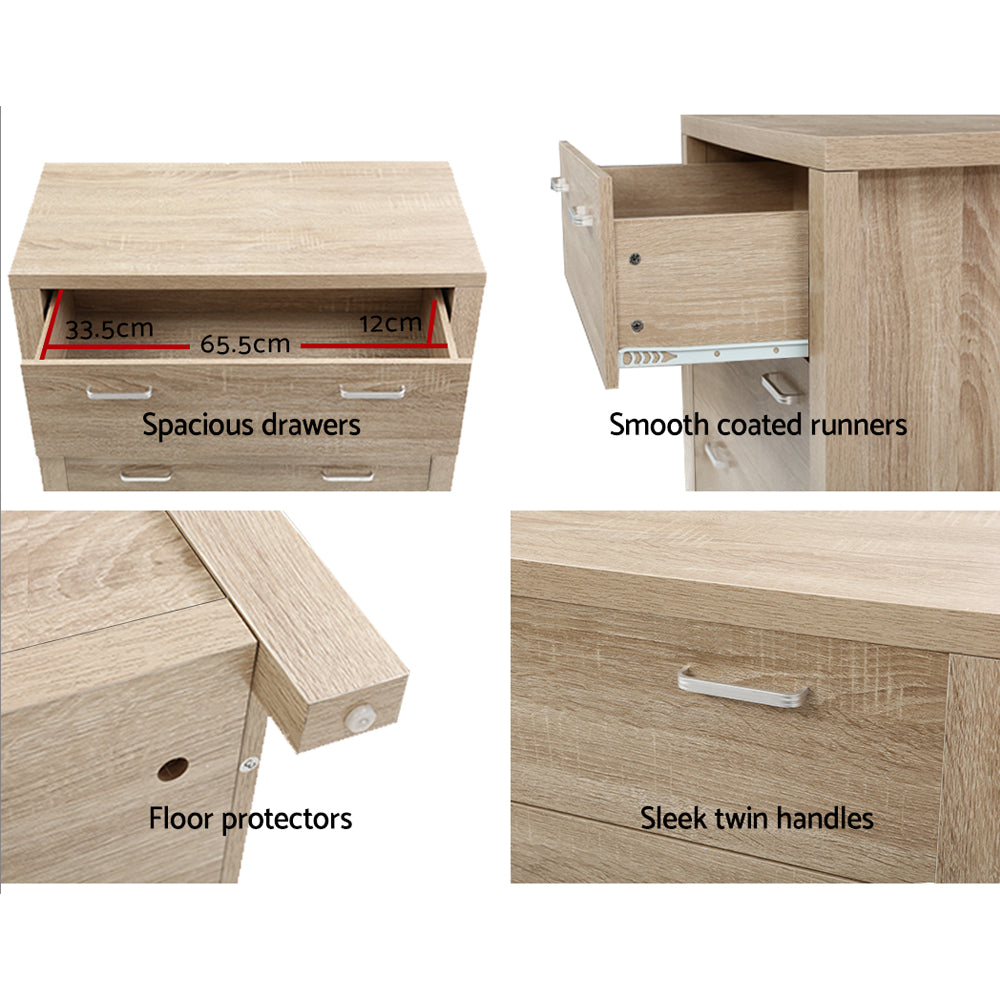 Dressers: Artiss 5 Chest of Drawers - MAXI Pine