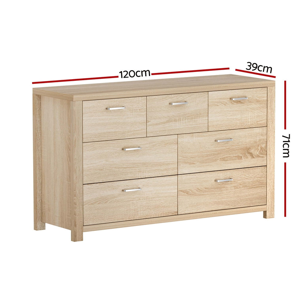 Dressers: Artiss 7 Chest of Drawers - MAXI Pine