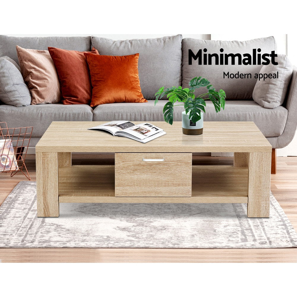 Coffee Tables: Artiss Coffee Table 1 Drawer Oak Maxi