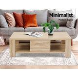 Artiss Coffee Table 1 Drawer Oak Maxi