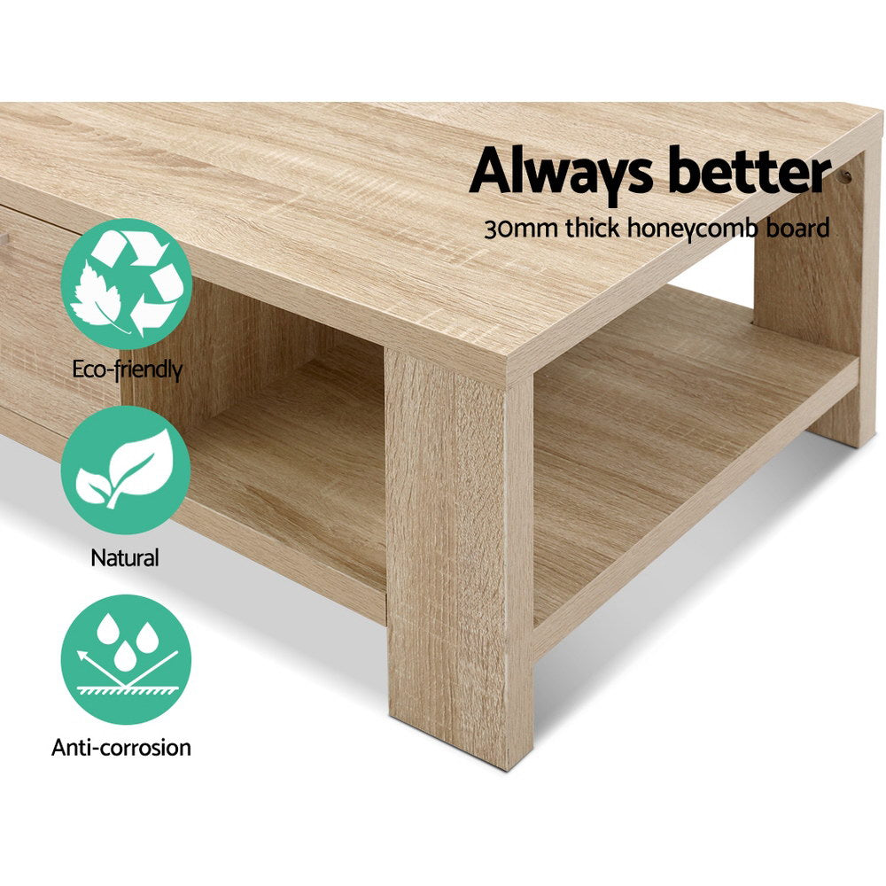 Coffee Tables: Artiss Coffee Table 1 Drawer Oak Maxi